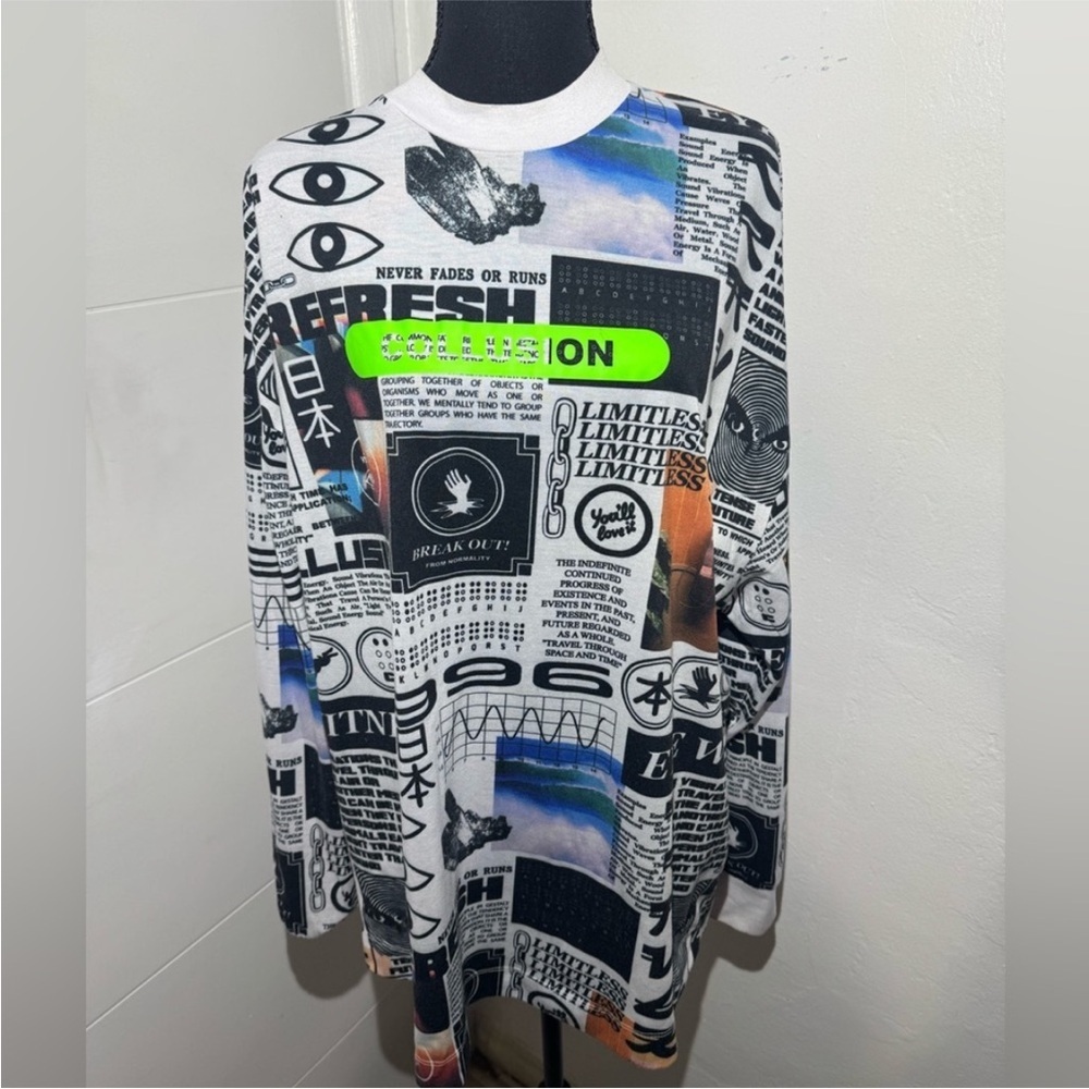 Collusion Unisex  Graphic Print Sweatshirt , Size M , Oversized